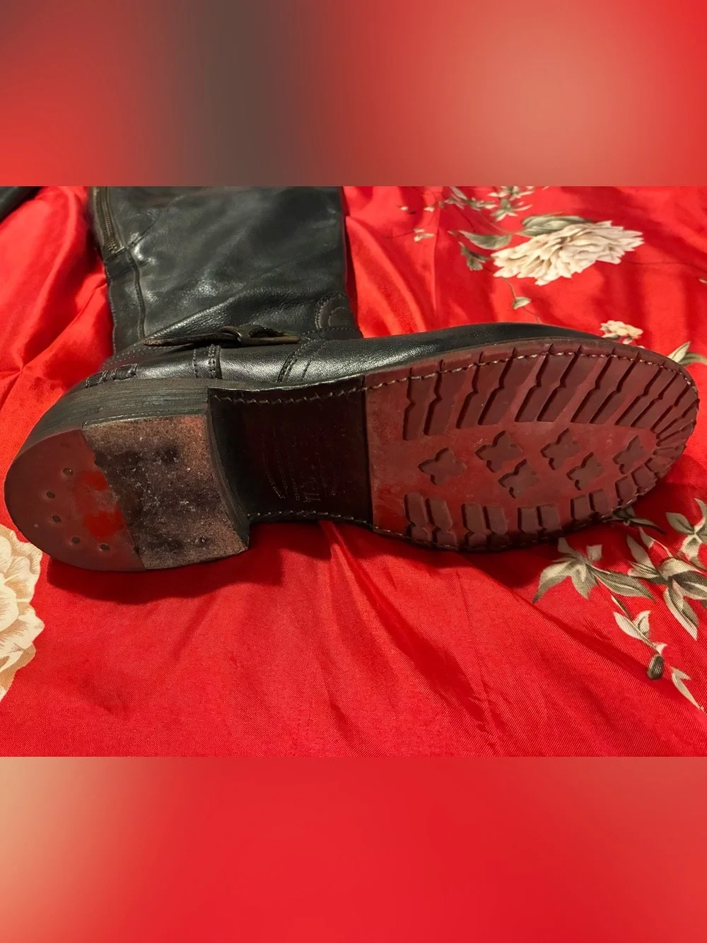 WIDE CALF**RARE** Genuine Leather Bed Stu Knee High Grunge Moto Boots